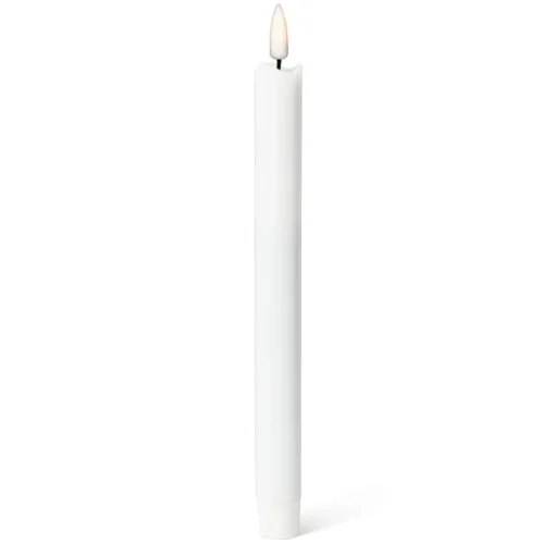 Pack of 2 white LED wax taper candles, 9,5 x 1"
