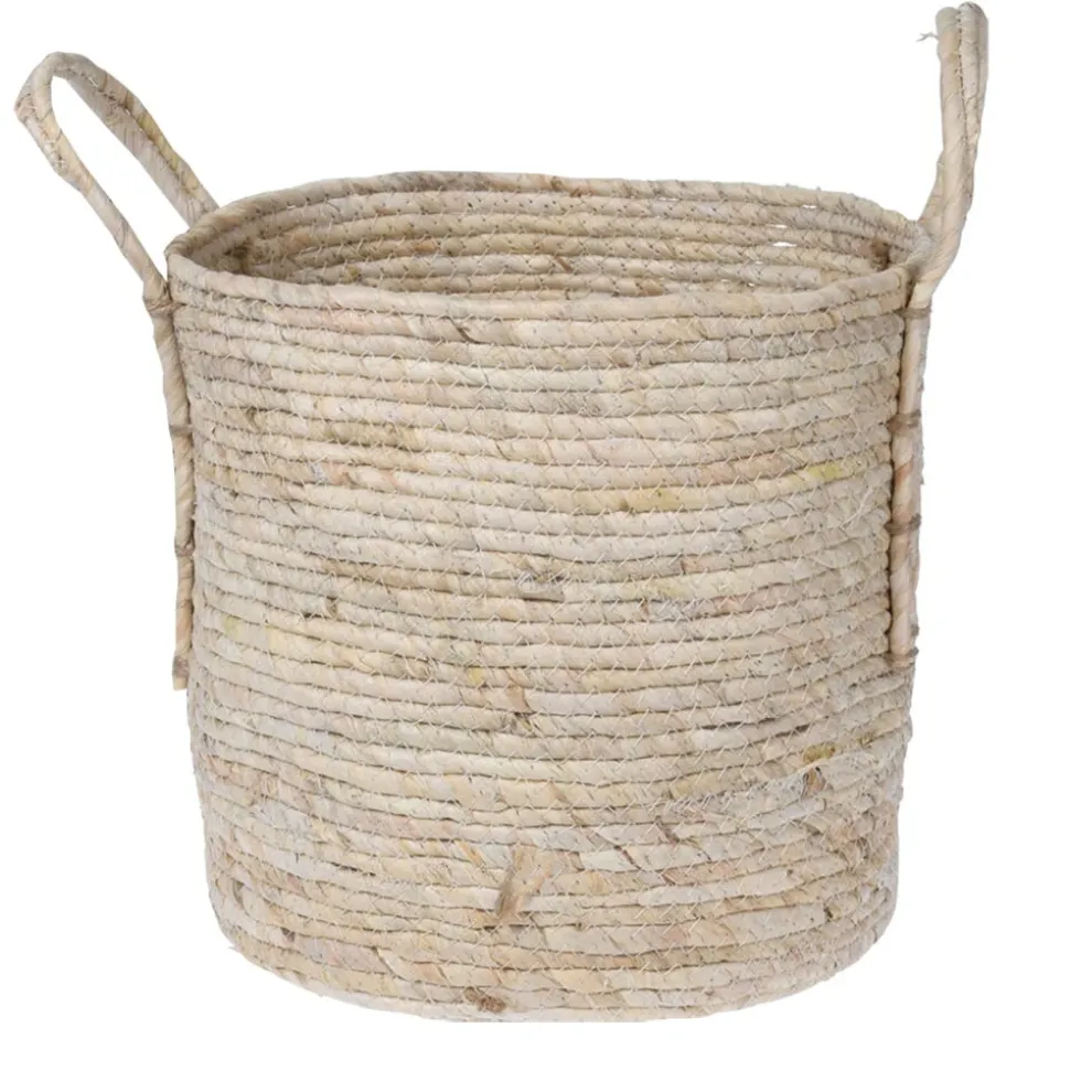 Panier décoratif en rotin beige, 13 x 13″