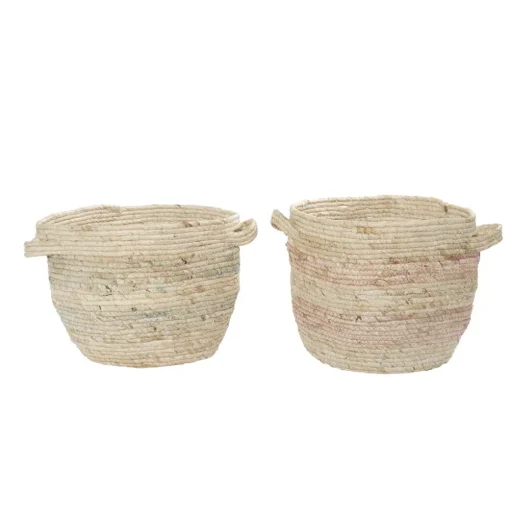 Panier en rotin rayé, 10,5 x 17″