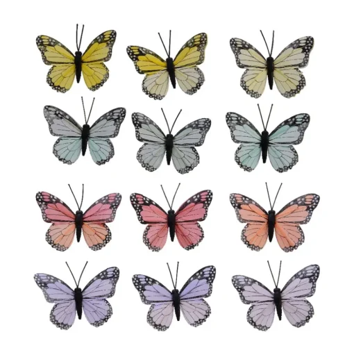 Papillons en plastique coloré, 2,5 x 3″