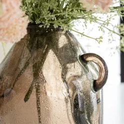 Petit vase de table en verre recyclé taupe, 10 x 8,5″