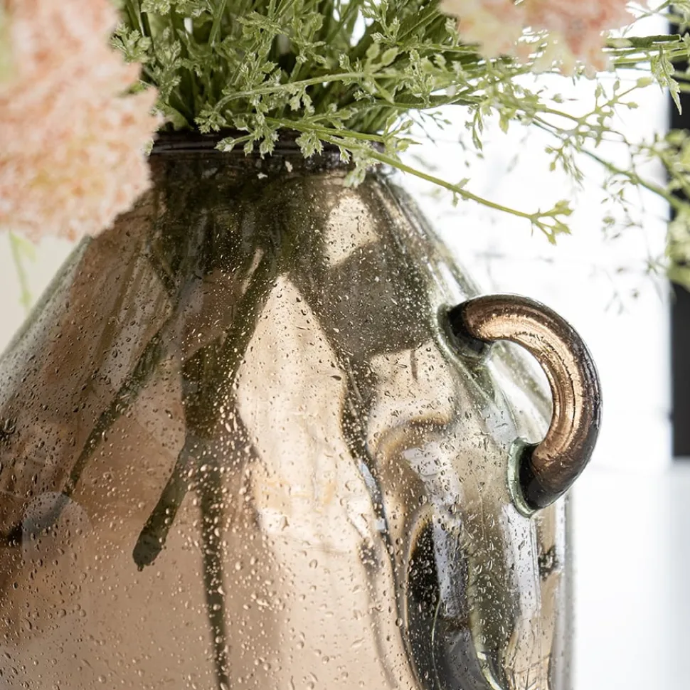 Petit vase de table en verre recyclé taupe, 10 x 8,5″