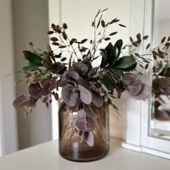 Petit vase de table en verre recyclé taupe, 10 x 8,5″