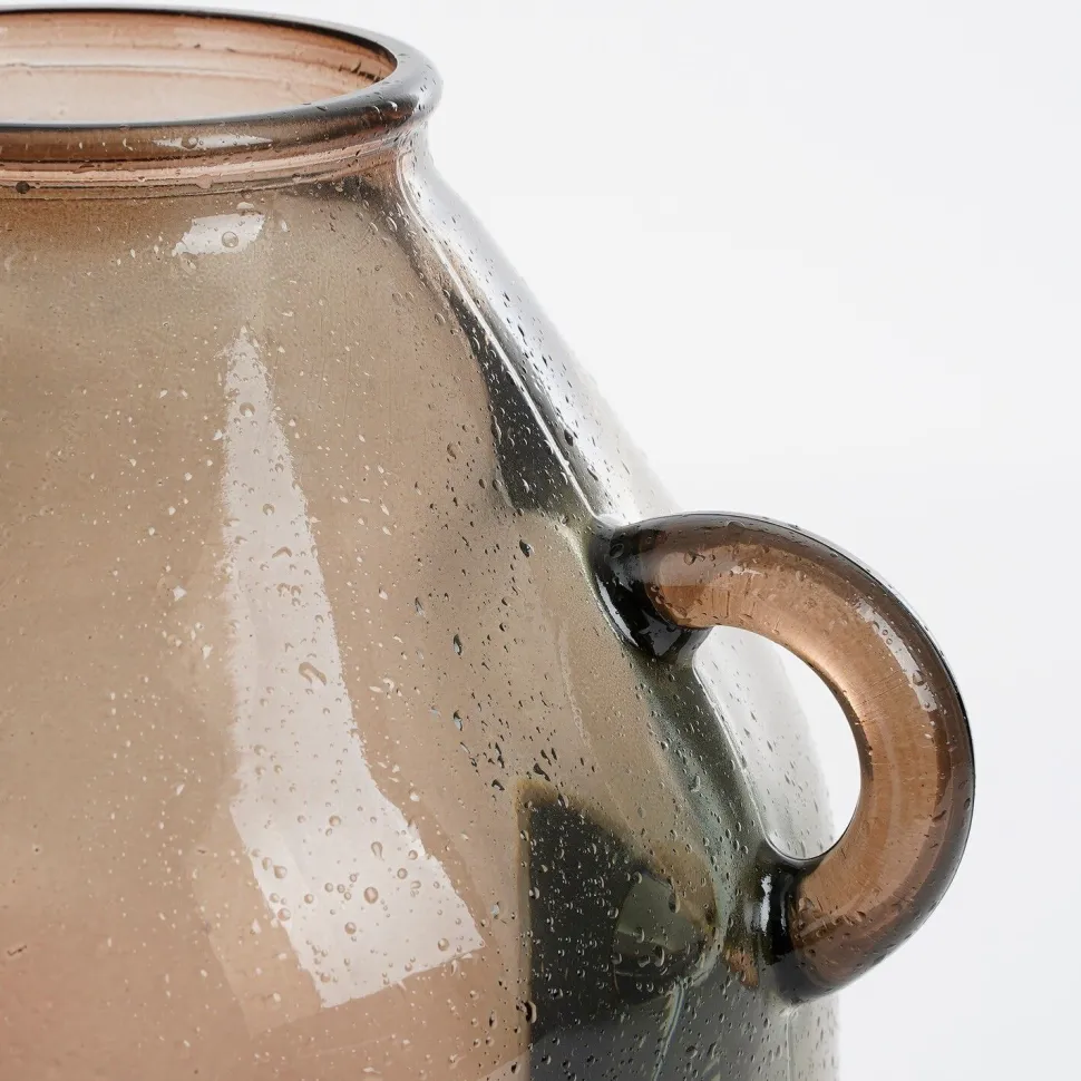 Petit vase de table en verre recyclé taupe, 10 x 8,5″