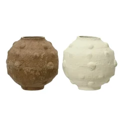 Petit vase rond en papier mâché, 7 x 7,5″