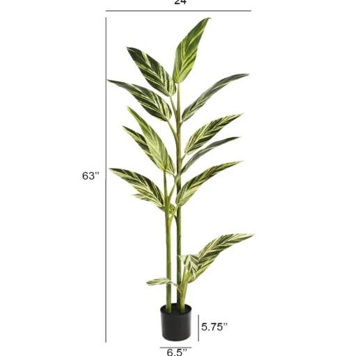 Plante artificielle d’alpinia vittata, 63″