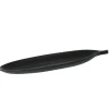 Plateau noir en forme de feuille, 15,5 x 6″