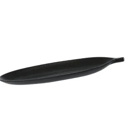 Plateau noir en forme de feuille, 15,5 x 6″