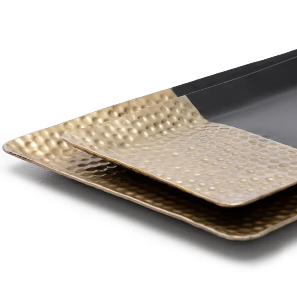 Plateau noir et doré en aluminium