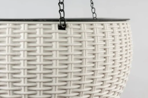 Pot suspendu en plastique blanc, 6,5 x 10 x 10″