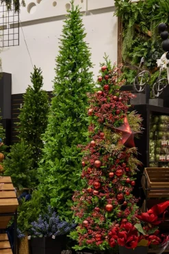 Pre-lit thin alps artificial Christmas tree, 7,5-12′