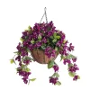 Purple bougainvillea outdoor hanging flower basket, 24 x 22″