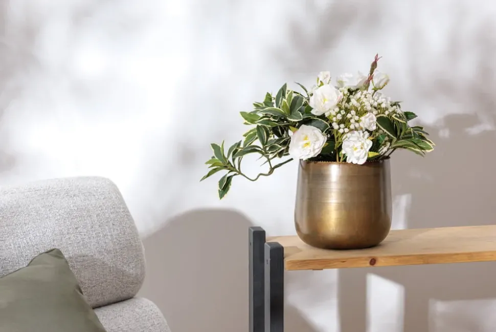 Real-touch artificial cream rose bouquet, 24″