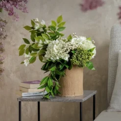 Real-touch artificial cream hydrangea flower, 18,5