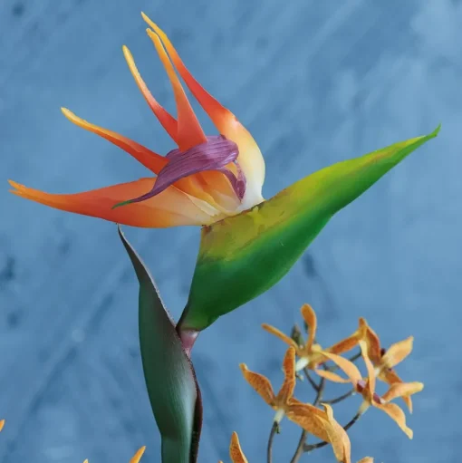 Real-touch artificial orange strelitzia flower, 31"
