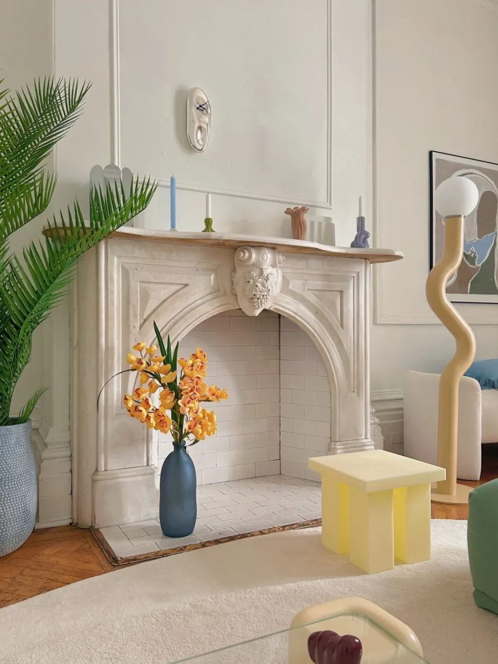 Real-touch artificial yellow cymbidium orchid, 23″