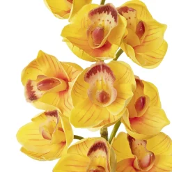 Real-touch artificial yellow cymbidium orchid, 23″