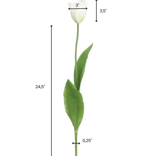 Real-touch white dutch tulip artificial flower, 28″