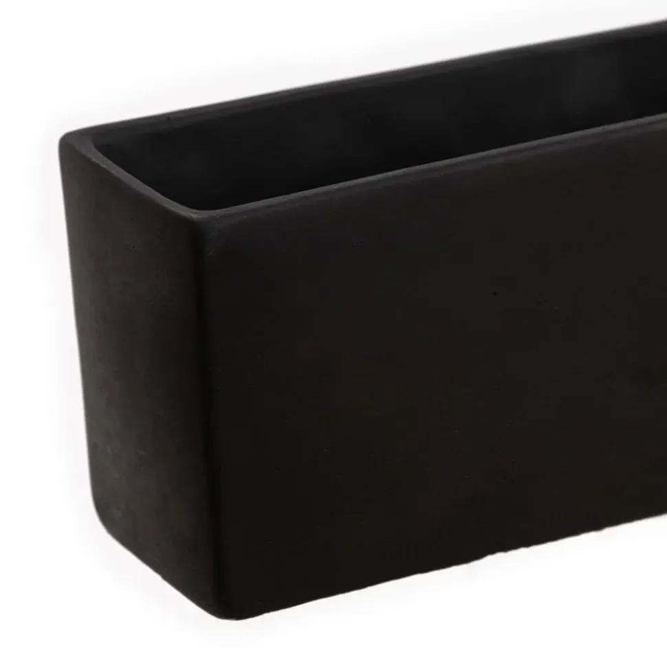 Rectangular black fibercement pot, 3 x 19"
