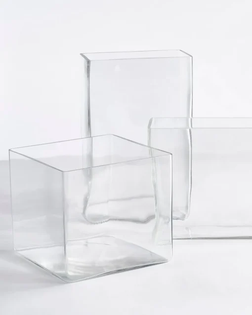 Rectangular horizontal glass vase, 8 x 12"