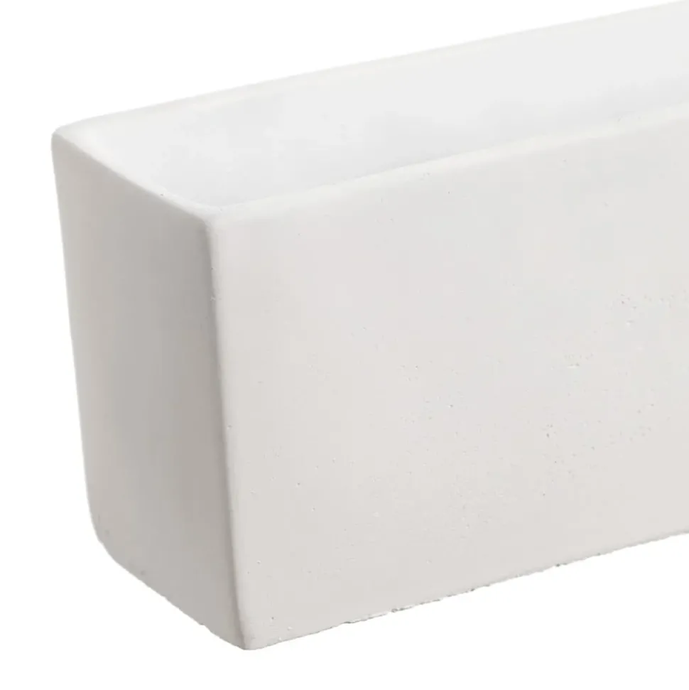 Rectangular white fibercement pot, 3 x 19"