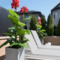 Red canna artificial outdoor plant, 60