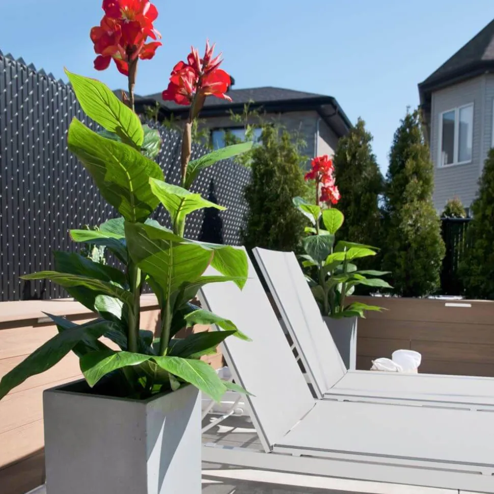 Red canna artificial outdoor plant, 60"