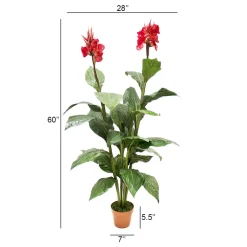 Red canna artificial outdoor plant, 60