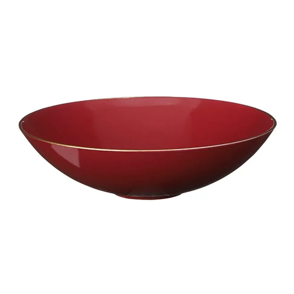 Red glossy decorative bowl, 3 x 11″
