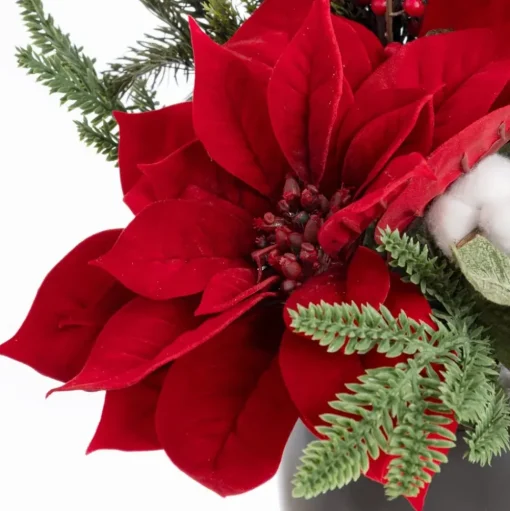 Red poinsettia traditional Christmas arrangement