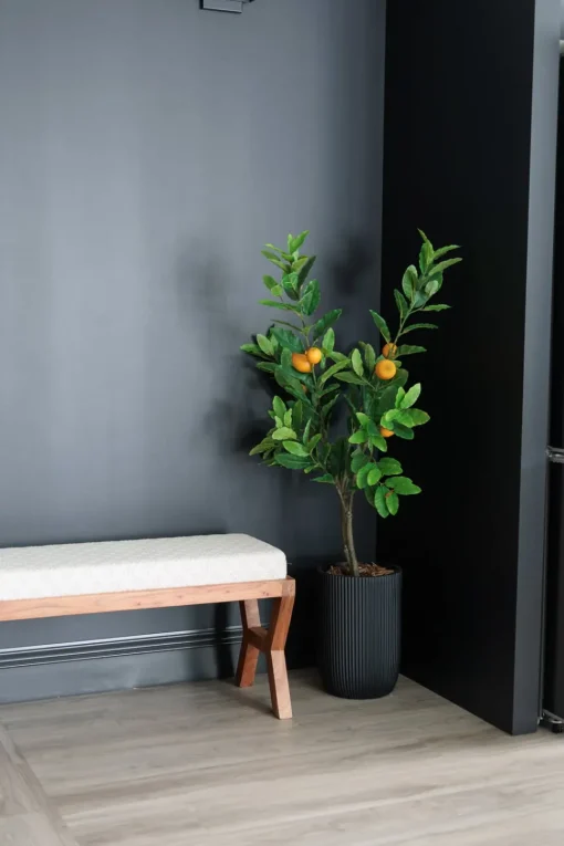 Ribbed black fiber cement pot