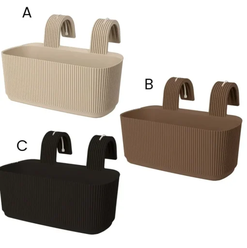 Ribbed plastic railing planter, 7,5 x 11,5"