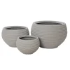 Round beige recycled polypropylene planter with grey terrazzo finish