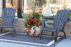 Round beige recycled polypropylene planter with grey terrazzo finish