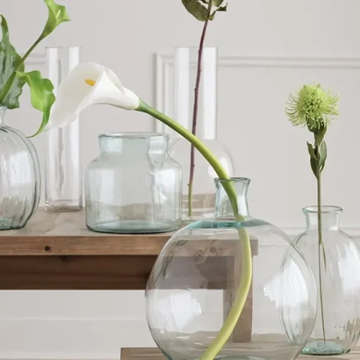 Round recycled glass bottle vase