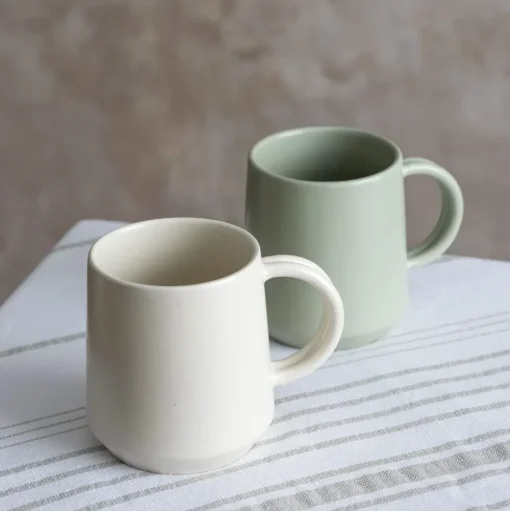 Sage green stoneware coffee mug, 12 oz