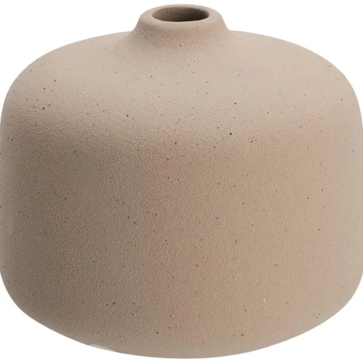 Sand beige matte circular vase, 3"