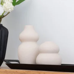 Sand beige matte round vase, 3,5"