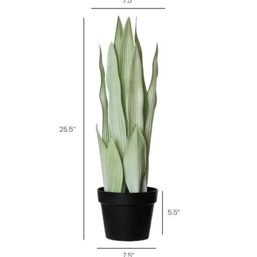 Sansevière moonshine artificielle, 25,5″