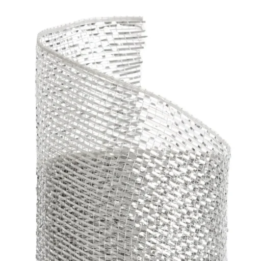 Shiny silver foil Christmas mesh, 30′ x 10"