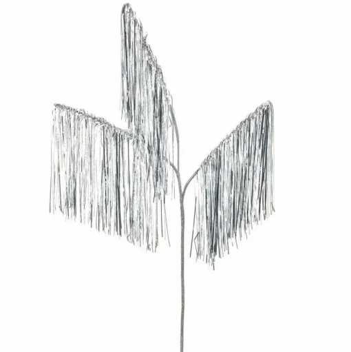 Silver Christmas tinsel hanging spray, 40"