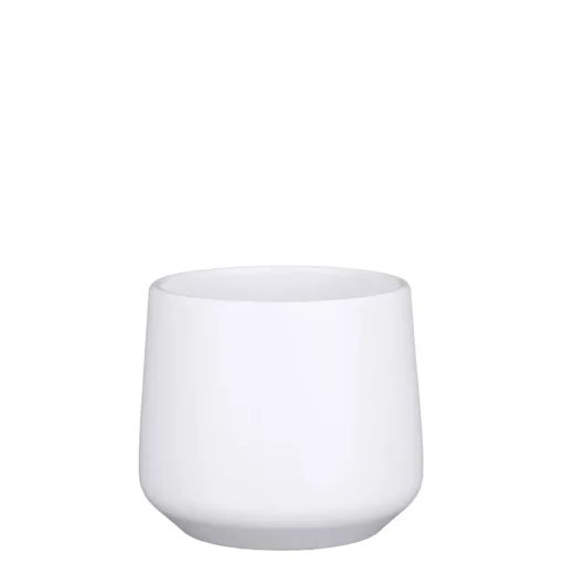 Small matte white ceramic pot, 5,5 x 6"