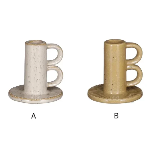 Speckled ceramic candleholder, 3,5 x 3,5"