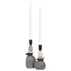 Stacked stone taper candle holder, 9