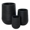 Tall textured black recycled polypropylene planter