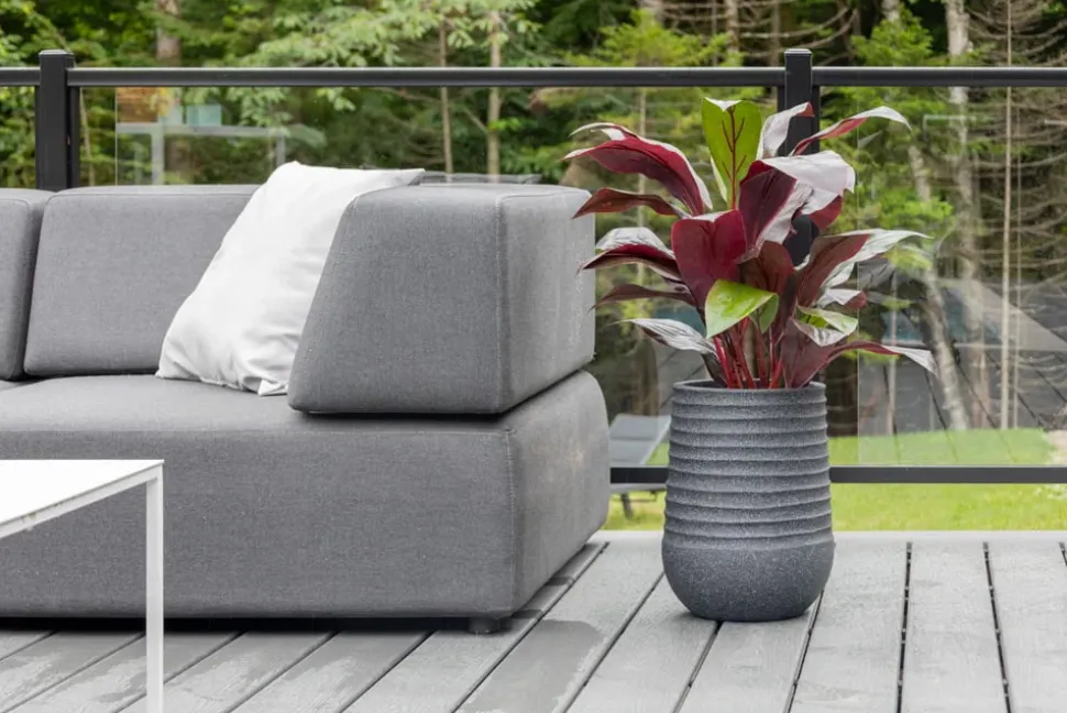 Tall textured black recycled polypropylene planter