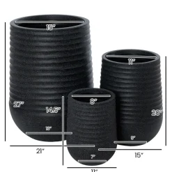 Tall textured black recycled polypropylene planter