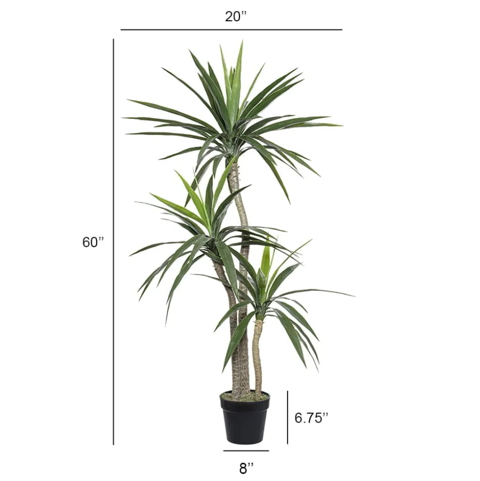 Three-trunk yucca artificial outdoor plant, 60"