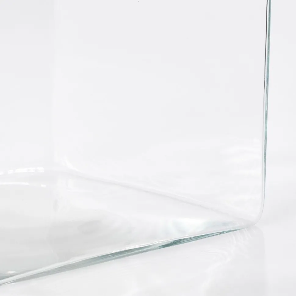 Vase carré en verre fait main, 8 x 8″