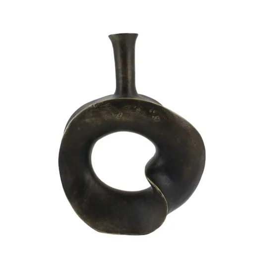 Vase donut noir, 11,5 x 9″